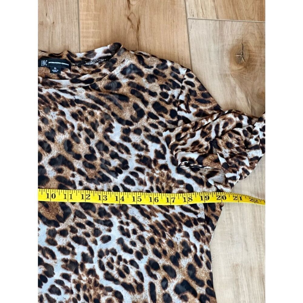I.N.C. Long Sleeve Sheer Crew Neck Pullover Blouse Top Leopard Print XL - Picture 3 of 11